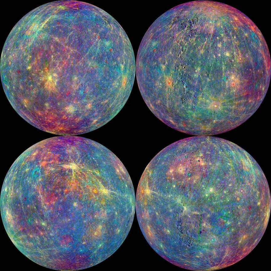 These images of Mercury were taken onboard the MESSENGER spacecraft, the first ever to orbit the innermost planet.