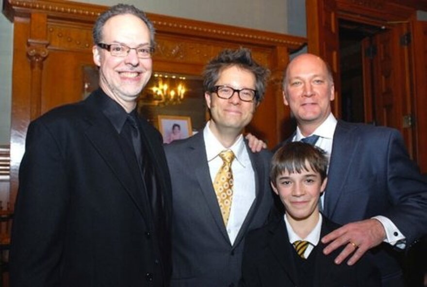 composer, Scott Eyerly, pianist Fred Lassen, Richard and David Pittsinger