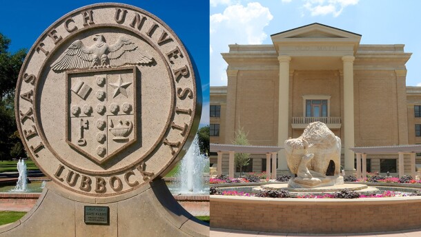 A photo of Texas Tech University and of West Texas A&M campuses.