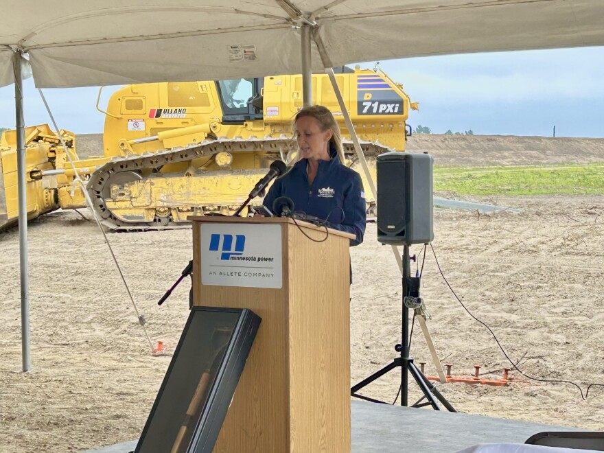 State Sen. Keri Heintzeman, R-Nisswa, delivers remarks during the Boswell solar groundbreaking event on July 24, 2026, near Cohasset.