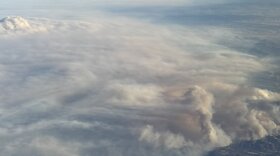 An aerial view of the Gifford Fire, burning in Santa Barbara and San Luis Obispo Counties.