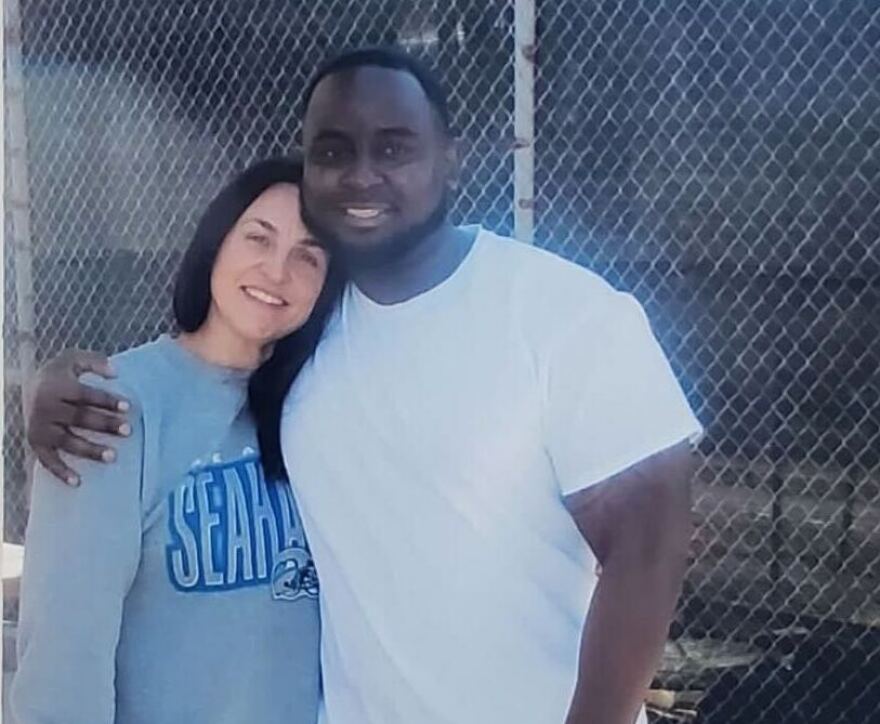 Eric Allen poses with his partner, Ana, at a recent visit.