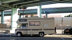San Francisco's Vehicle Triage Center in Bayview is aimed at accommodating people who live out of their vehicles, like this RV parked under an overpass