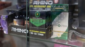 THC products sit near the cash register in Hyde Park Market in Austin.