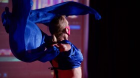 Jennifer Shelton rehearses the Jelly Belly dance in Ambo Dance Theatre's "The Graham Cracker." (Stephanie Wolf/WFPL News)