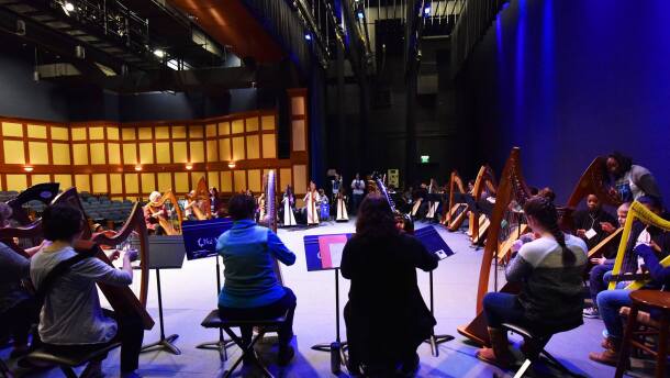 The 10th Hampton Roads Harp Festival and Competition will be held at ODU Feb. 27 and 28. The event attracts musicians from around the world. The photo was taken during a festival held at CNU.