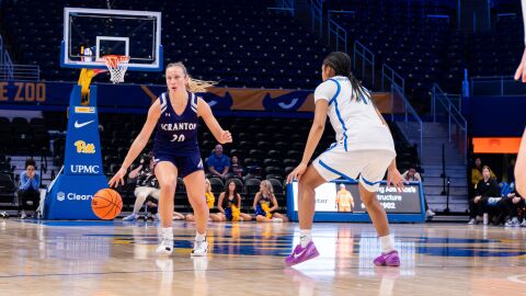 University of Scranton guard Meghan Lamanna contributed 11 points and four assists in the 69-63 victory over Pitt on Sunday.
