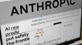 Pages from the Anthropic website and the company's logo are displayed on a computer screen in New York, Feb. 26, 2026. (Patrick Sison/AP)