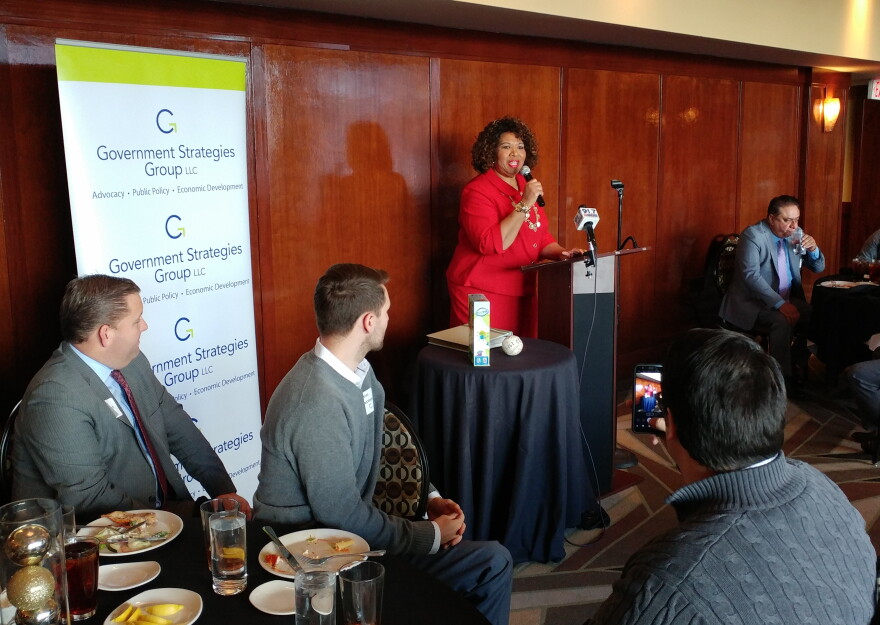 Commissioner-elect Dumas spoke at the Government Strategies Group's First Friday luncheon on Dec. 7.