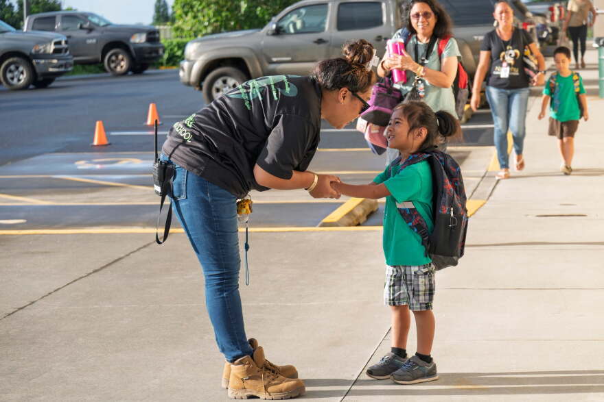 Students from Nāʻālehu Elementary returned to in-person learning at a temporary location