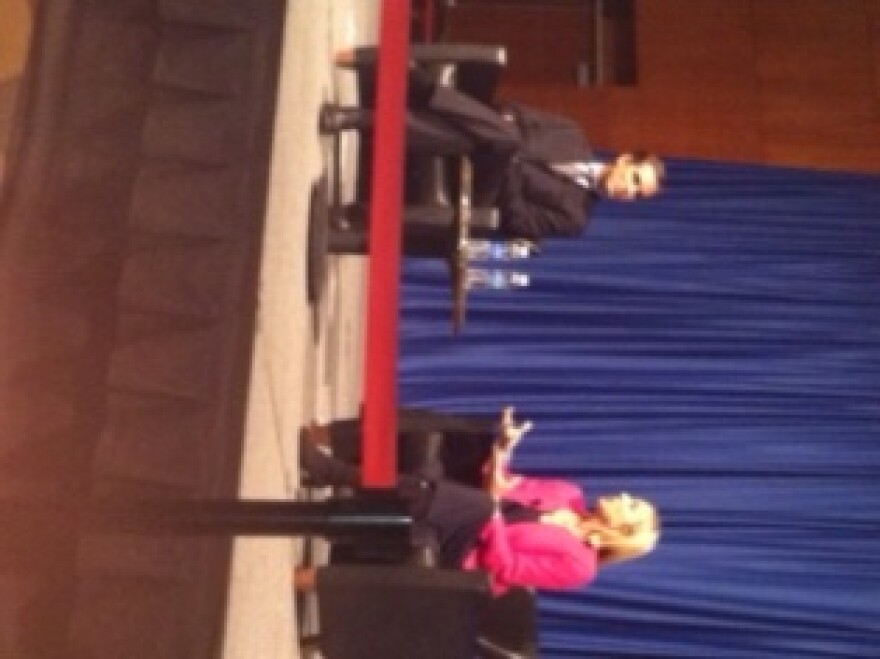 Bob and Lee Woodruff speak Monday at the D.J.'s Hero Awards luncheon in Omaha.