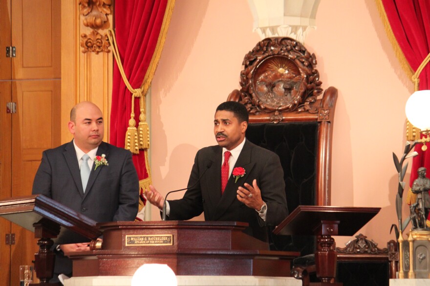 House Democratic Leader Fred Strahorn (D-Dayton) addresses the House during opening session of the 131st General Assembly