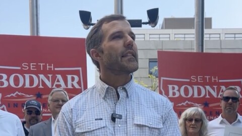 Independent candidate for the U.S. Senate candidate, Seth Bodnar, at an event in Billings Friday, August 7.
