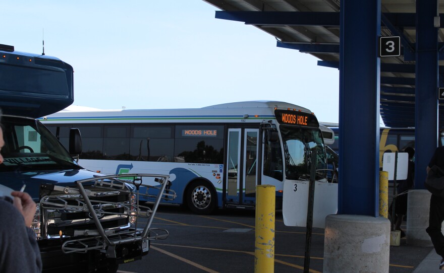 A Cape Cod Regional Transit Authority bus at the transportation center in Hyannis.