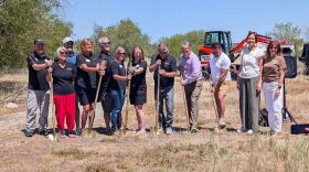 City of Pocatello, Chamber of Commerce, and Portneuf Valley Pride officials break ground on the new community garden.