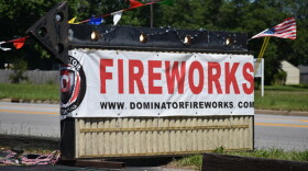 The sign outside a seasonal fireworks stand in northern Indiana.