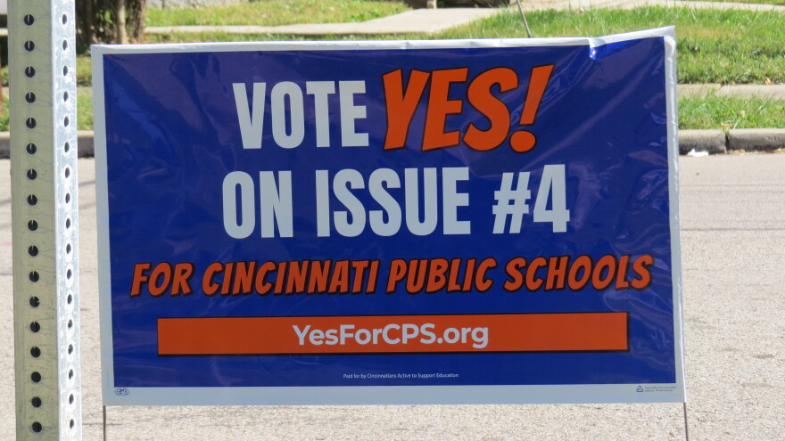 A yard sign supporting the Cincinnati Public Schools levy campaign