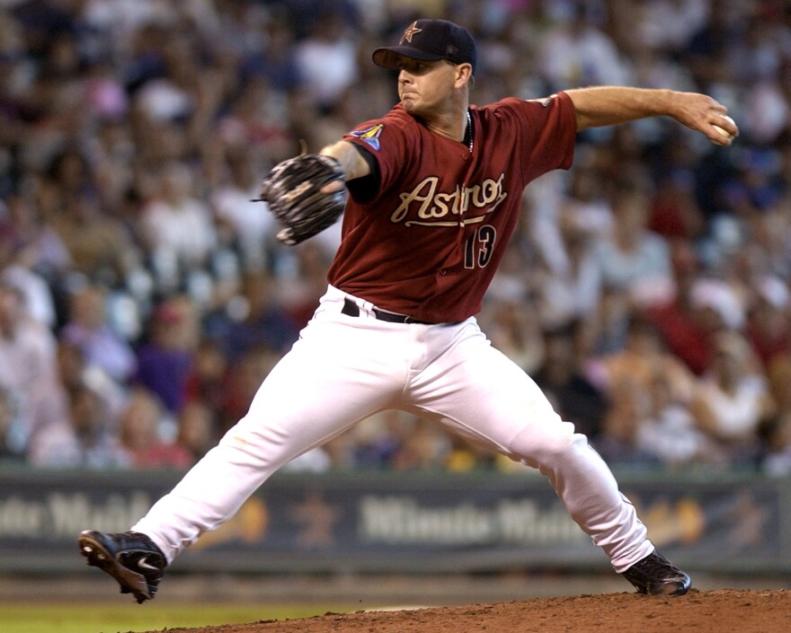In this June 8, 2003, file photo, Houston Astros closer Billy Wagner pitches to a Tampa Bay Devil Rays batter during a baseball game in Houston.