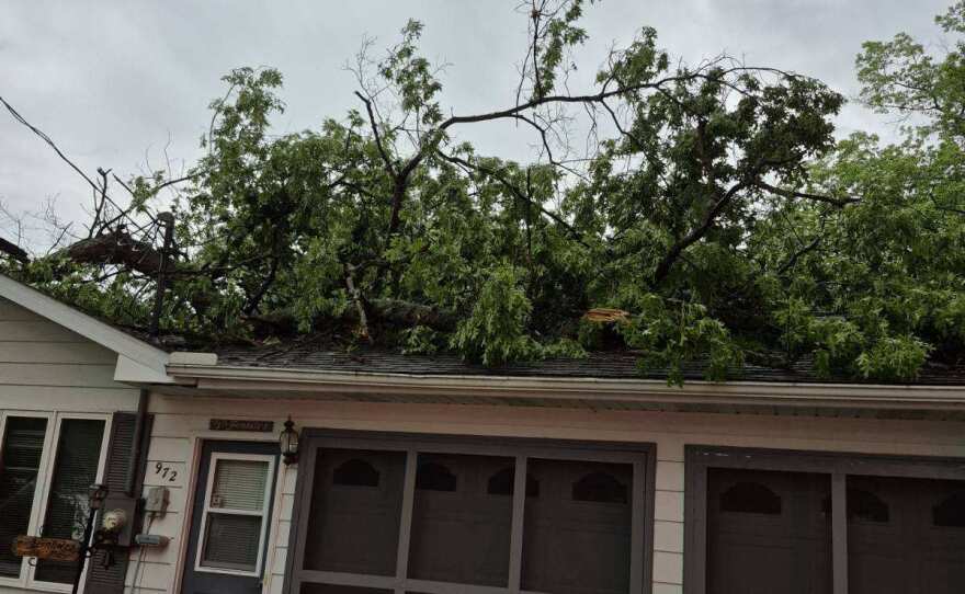 A home near Lake George in Lincoln Township suffered damage after a tree fell on its roof on Wednesday, June 10th, 2026.