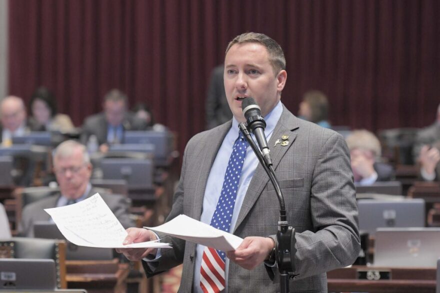 State Rep. Chris Sander, R-Lone Jack, speaks during Missouri House debate.