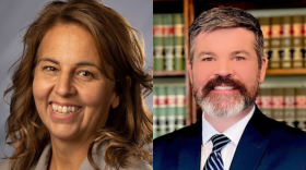 Indiana Senate District 41 candidates from left to right: Republican Michelle Davis and Democrat Ross Thomas.