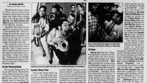 Newspaper clipping with headline "Stone Balloon hosts all-ages ska blowout"