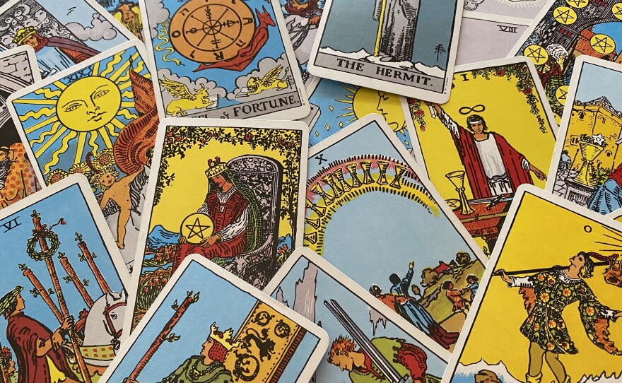 A stack of tarot cards