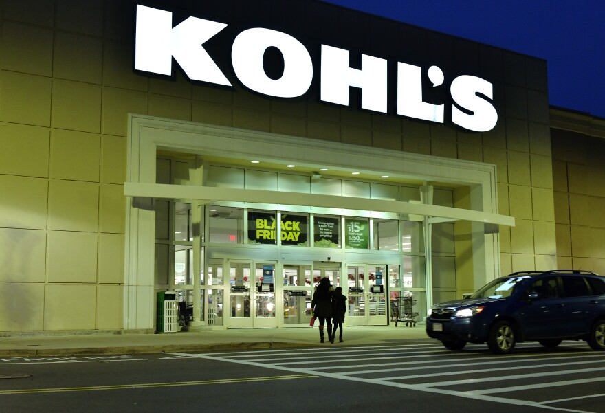 FILE - A pair of shoppers arrive at a Kohl's, Nov. 26, 2021, in Everett, Mass. Michelle Gass, CEO of department store chain Kohl's, is stepping down from her role early next month and will become the president of denim giant Levi Strauss & Co. Levi's said Tuesday, Nov. 8, 2022, in a release that Gass will start on Jan. 2, and the board of directors has put in motion a succession plan for her to succeed Chip Bergh as president and CEO in the next 18 months.