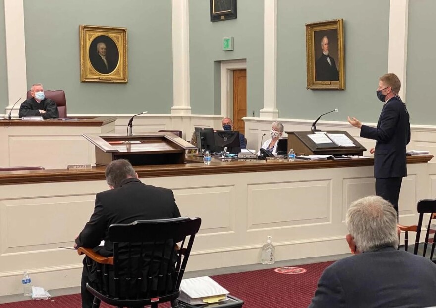 Dan Will, seen at right arguing before the New Hampshire Supreme Court in a social distanced courtroom in 2020, is Gov. Kelly Ayotte's choice to join the state's highest court.