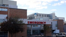 The emergency entrance at Central Maine Medical Center in Lewiston, Maine on Oct. 31, 2023.