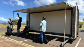 A self-contained 20-by-20-foot unit was installed in Lahaina last week, marking one step closer to a temporary library site.
