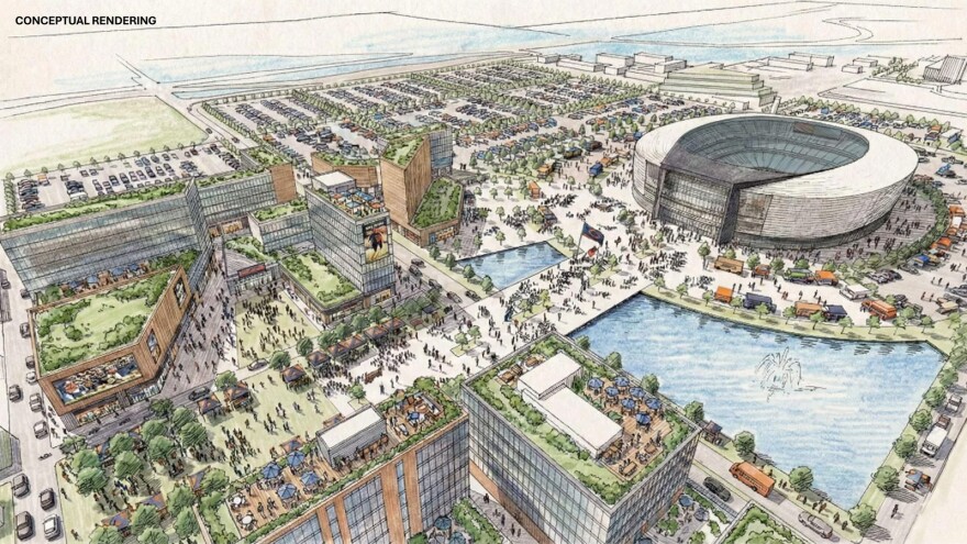 A conceptual rendering of a proposed stadium for the Chicago Bears in Gary.