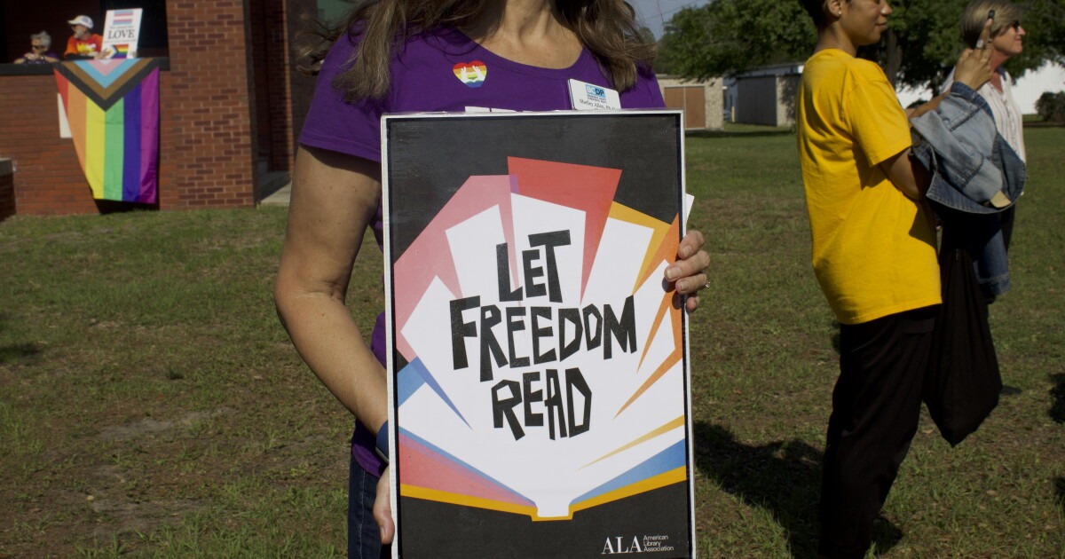 Educators and activists protest book bans in the New Hanover County ...