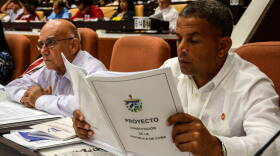 A member of Cuba's National Assembly studies proposed changes to the island's Constitution this summer.