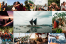A collage of photos from the Hōkūleʻa crew during and before the start of the 2025 leg of the Moananuiākea Voyage.