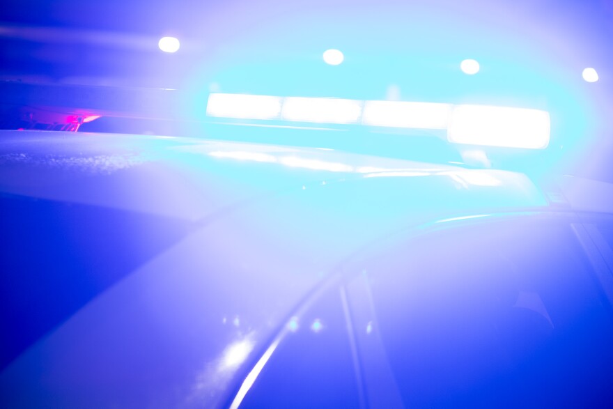 Blue police lights.