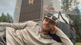 Bradford Bartels in Fairbanks on Aug. 6, 2026, at the end of the 500-mile Alaska Long Trail.