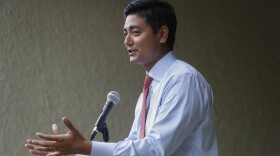 Aftab Pureval speaks with constituents at a June 15 event in Mason, Oh.