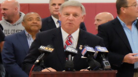 State Senator Rich Funke speaking at the Schottland YMCA in Pittsford
