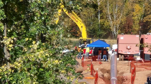 Earth-moving machinery at the Marengo River 