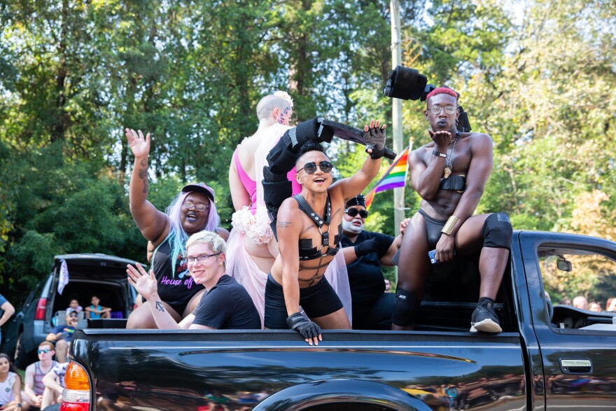 KHX05, right, and their crew at Durham Pride 2019
