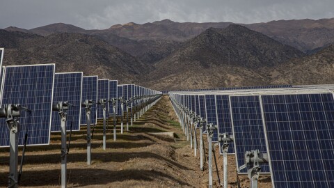 Solar panels at Chile's Quilapilún energy plant are part of a joint venture by Chile and China. China has been investing heavily in renewable energy technology.
