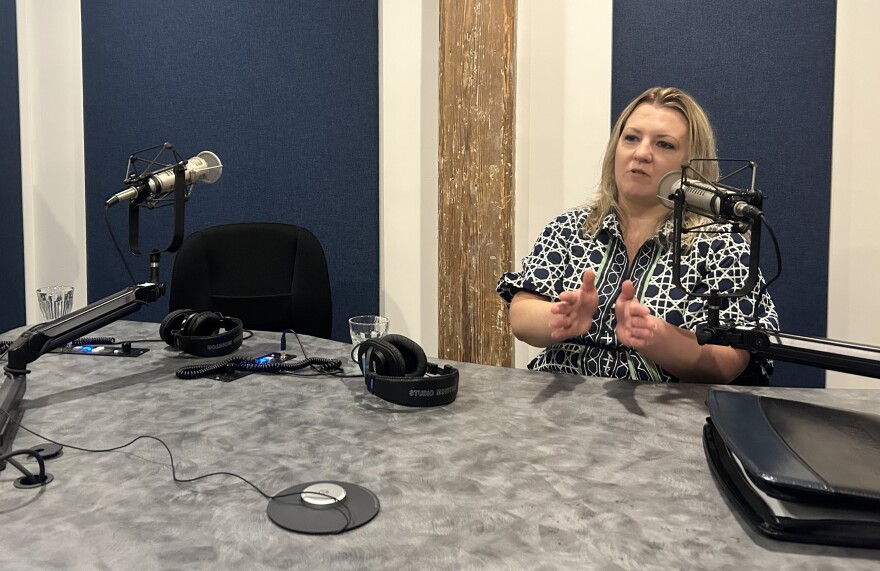 Wilmington City Manager Becky Hawke at the WHQR studio in early July 2026.