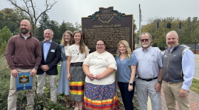 Wyandotte Nation and city of Lebanon officials at the site of the new historic marker in Lebanon
