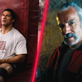 From left to right: actor Dwayne Johnson in the 2025 film The Smashing Machine; actor Daniel Day-Lewis in the 2025 film Anemone.