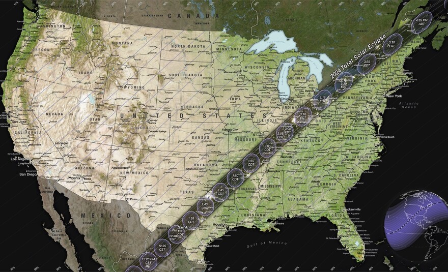 Official NASA map of the path of the 2024 total solar eclipse