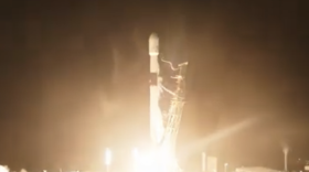 A SpaceX Falcon 9 rocket lifts off from Vandenberg Space Force Base Friday night.