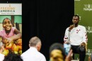 Milwaukee Bucks player Bobby Portis speaks about community efforts during a Q&A at Feeding America Eastern Wisconsin.