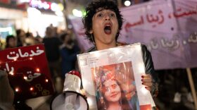 Protestors gathered in Berlin on the eve of the one year anniversary of Mahsa Amini's death.