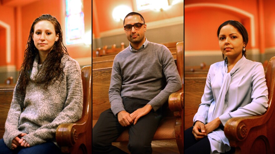 Lizz Reeves (from left), Yusuf Ahmad and Melissa Adelman also participated in the discussion about religion with NPR.